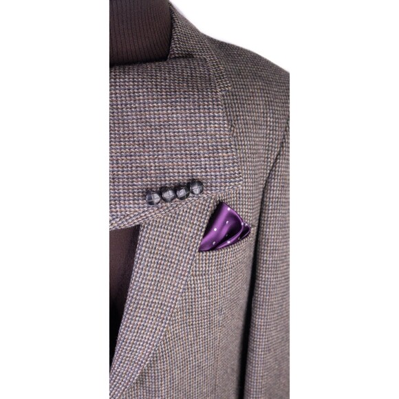 VTG Joe Namath Men's Tweed Sport Coat Blazer Two Button Wool Houndstooth 46R EUC - Picture 6 of 14